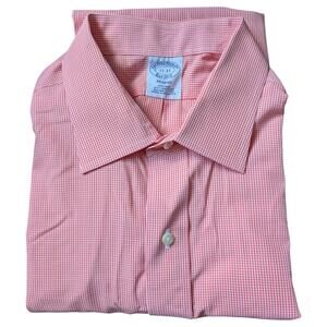Brooks Brothers‎ Shirt Mens 17 Large Regent Non Iron Gingham Dress Supima Cotton